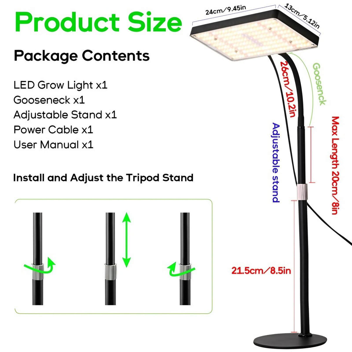 25W Full Spectrum Growing Lamp Lights - 1.2x2ft Coverage