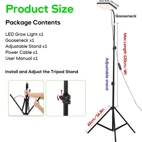 25W Full Spectrum Growing Lamp Lights - 1.2x2ft Coverage