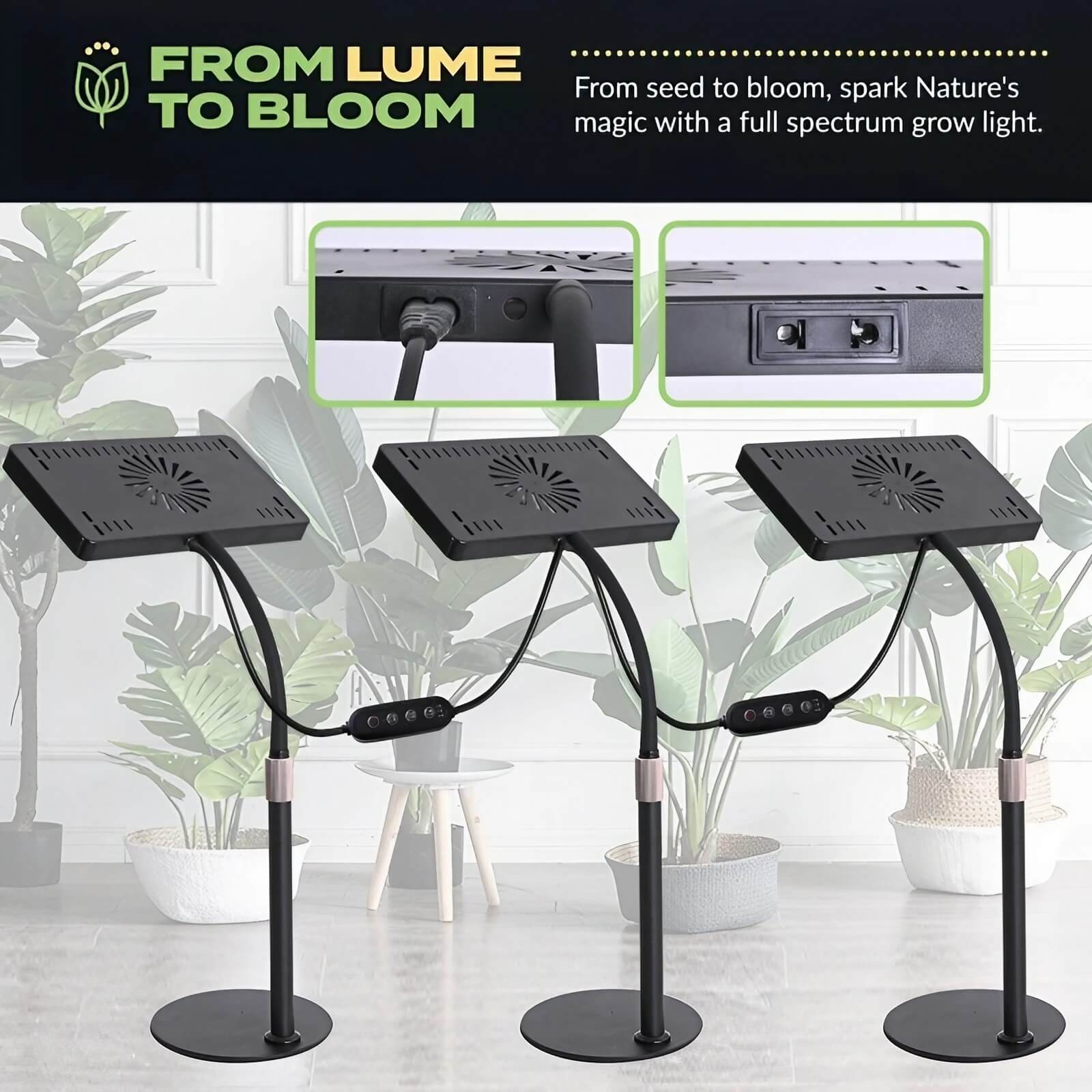 25W Full Spectrum Growing Lamp Lights - 1.2x2ft Coverage