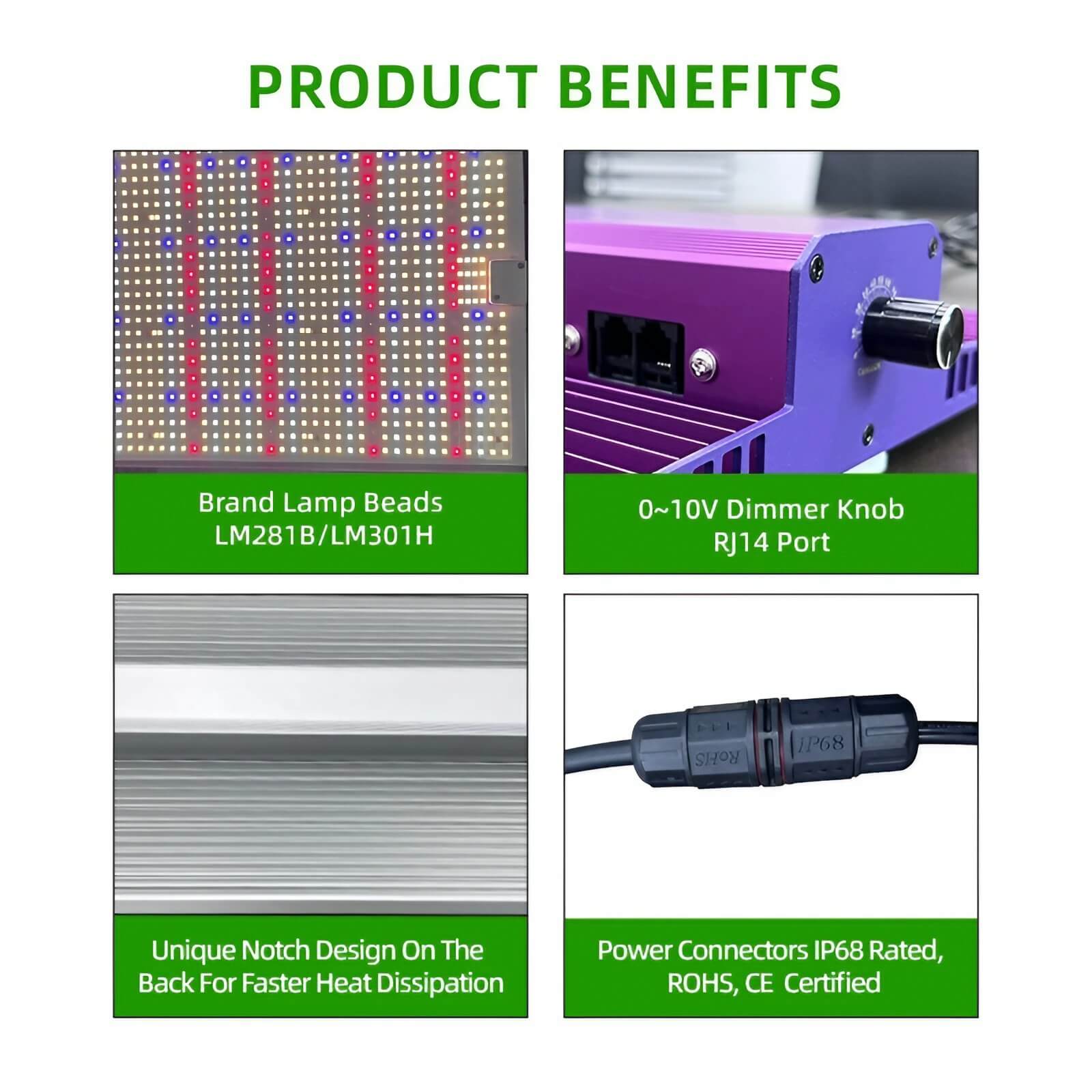 300W LED Grow Light - Quantum Board, 3x3ft Coverage, 3000k+6500k+660nm+730nm+460nm