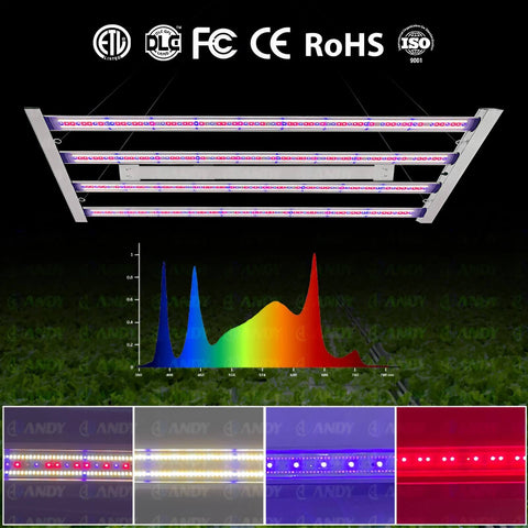 450W LED Grow Light - Three Channel - Full Spectrum White Light+460nm+660nm+730nm+395nm - 2X4FT Coverage