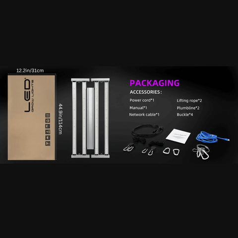 450W LED Grow Light - Three Channel - Full Spectrum White Light+460nm+660nm+730nm+395nm - 2X4FT Coverage