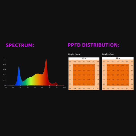 500W LED Grow Light - Full Spectrum - 3x3ft Coverage - Detachable - White + 460nm + 660nm + 730nm