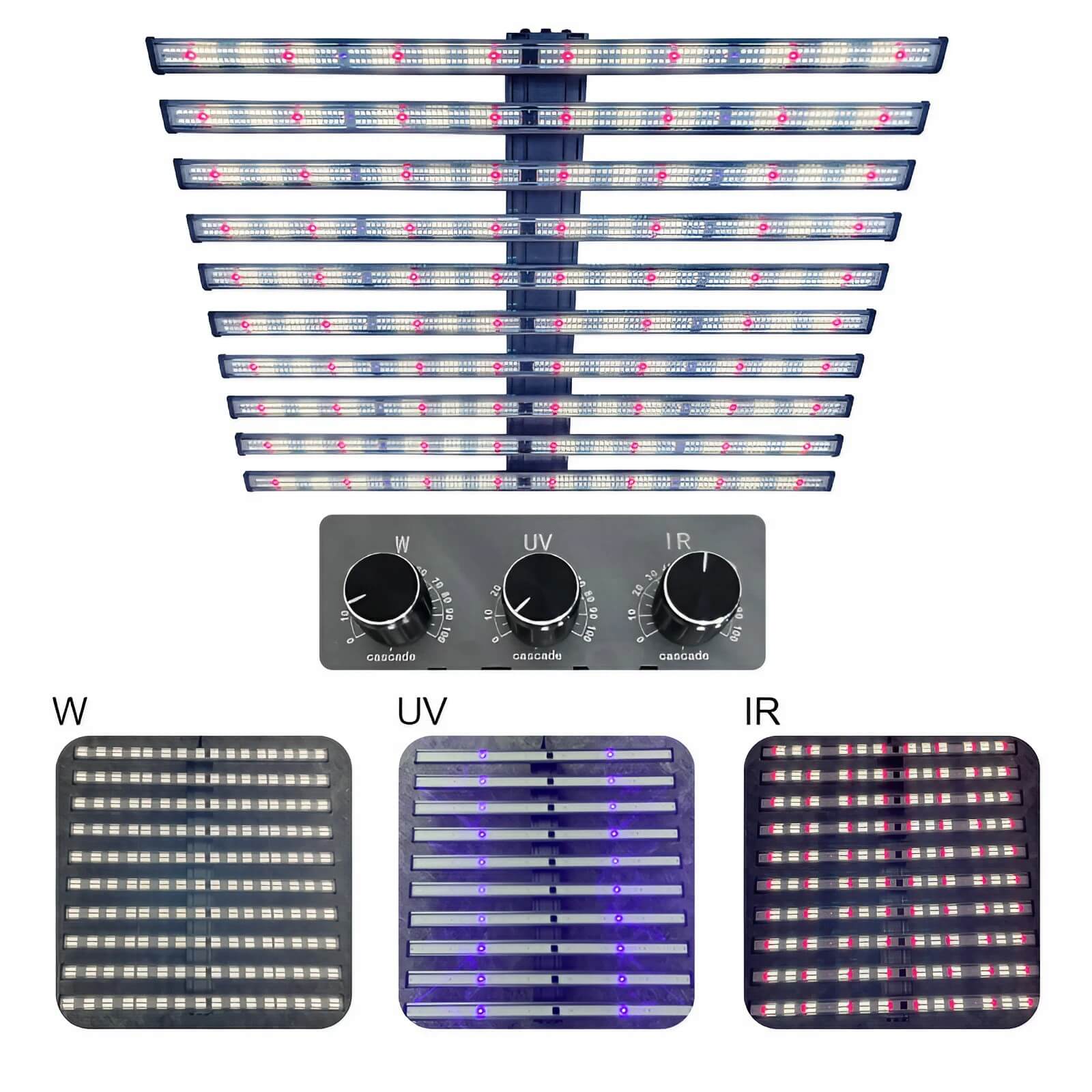 Detachable 1000W LED Grow Light - 4x4ft Coverage - Full Spectrum White Light/301H+660nm/3535+730nm/3535+395nm/3535
