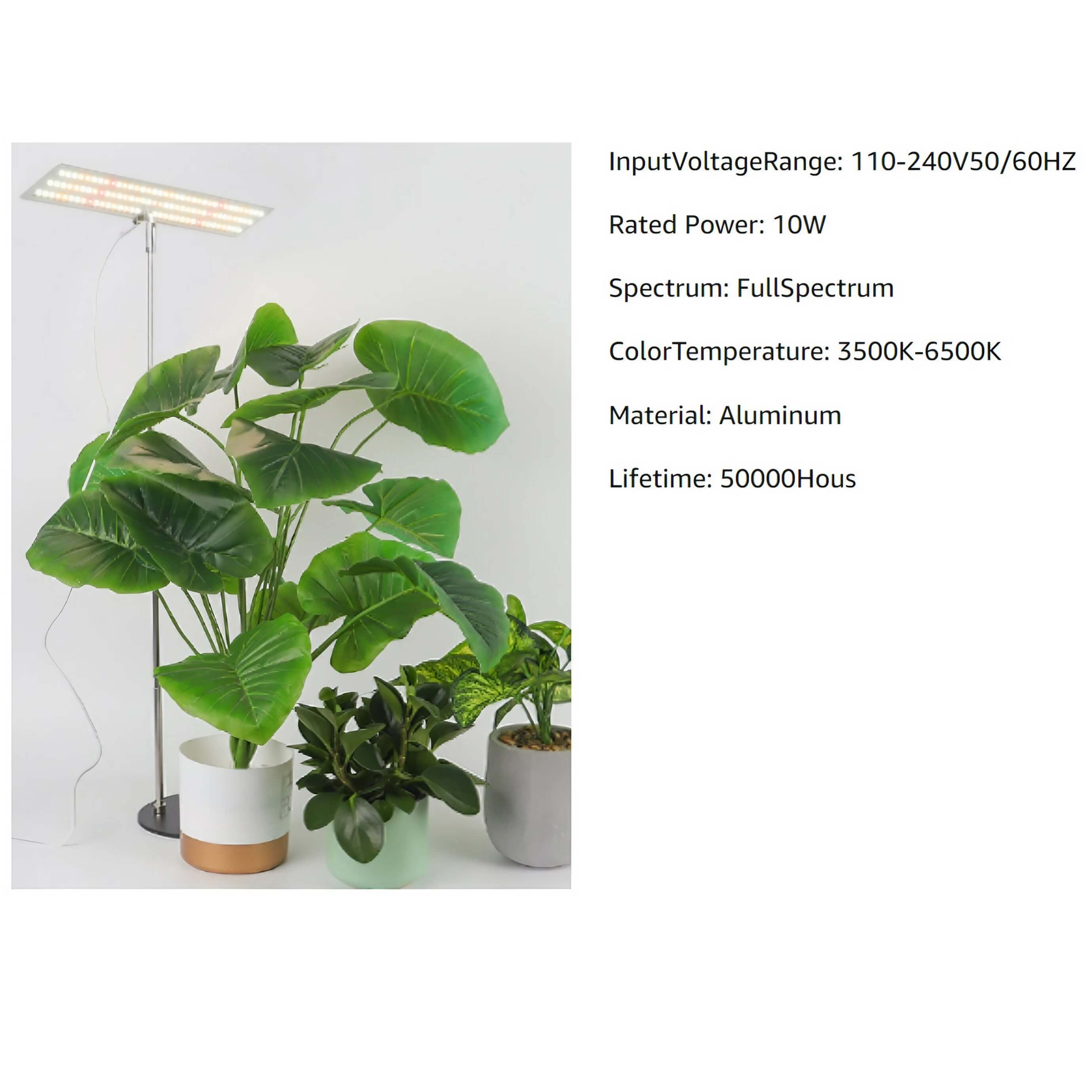 Full Spectrum 10W Tabletop Grow Light - Adjustable 4/8/12 hr Cycle Timer