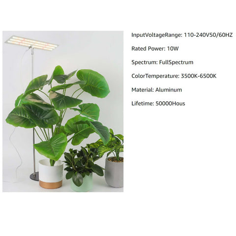 Full Spectrum 10W Tabletop Grow Light - Adjustable 4/8/12 hr Cycle Timer