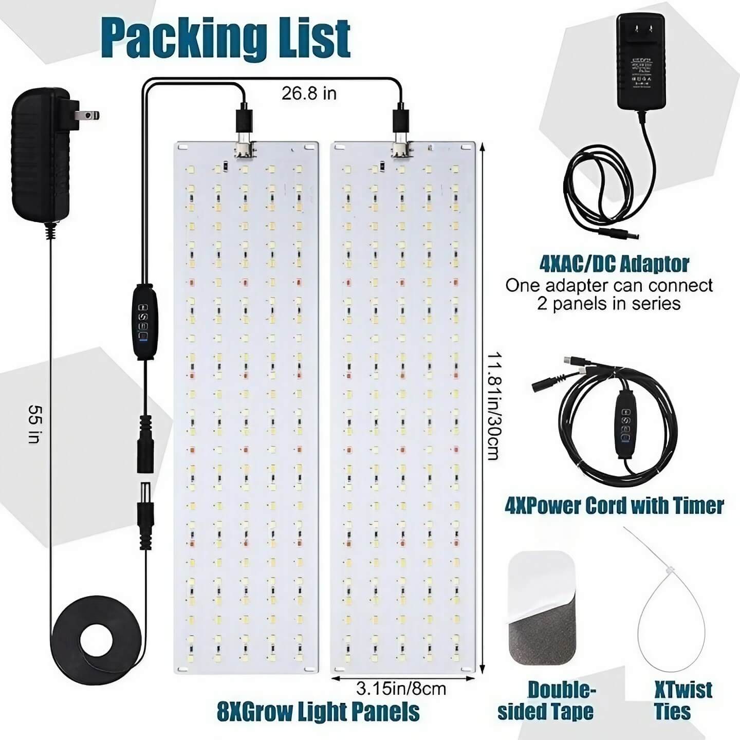Full Spectrum 11.8W Plant Stand Grow Lights - Timer 3″/9″/12″ Hours