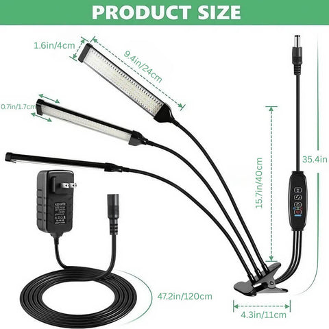 Full Spectrum 13W Tabletop Grow Light with 3-9-12 Hour Timer