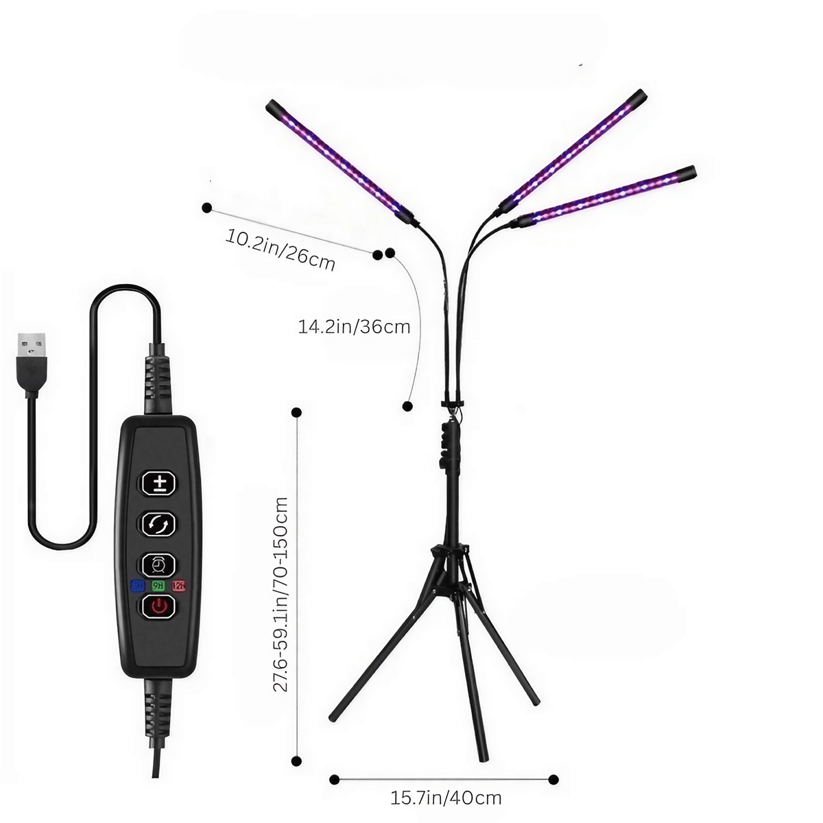 Full Spectrum 14W Growing Lamp Lights with Adjustable 3-9-12 Hour Timer