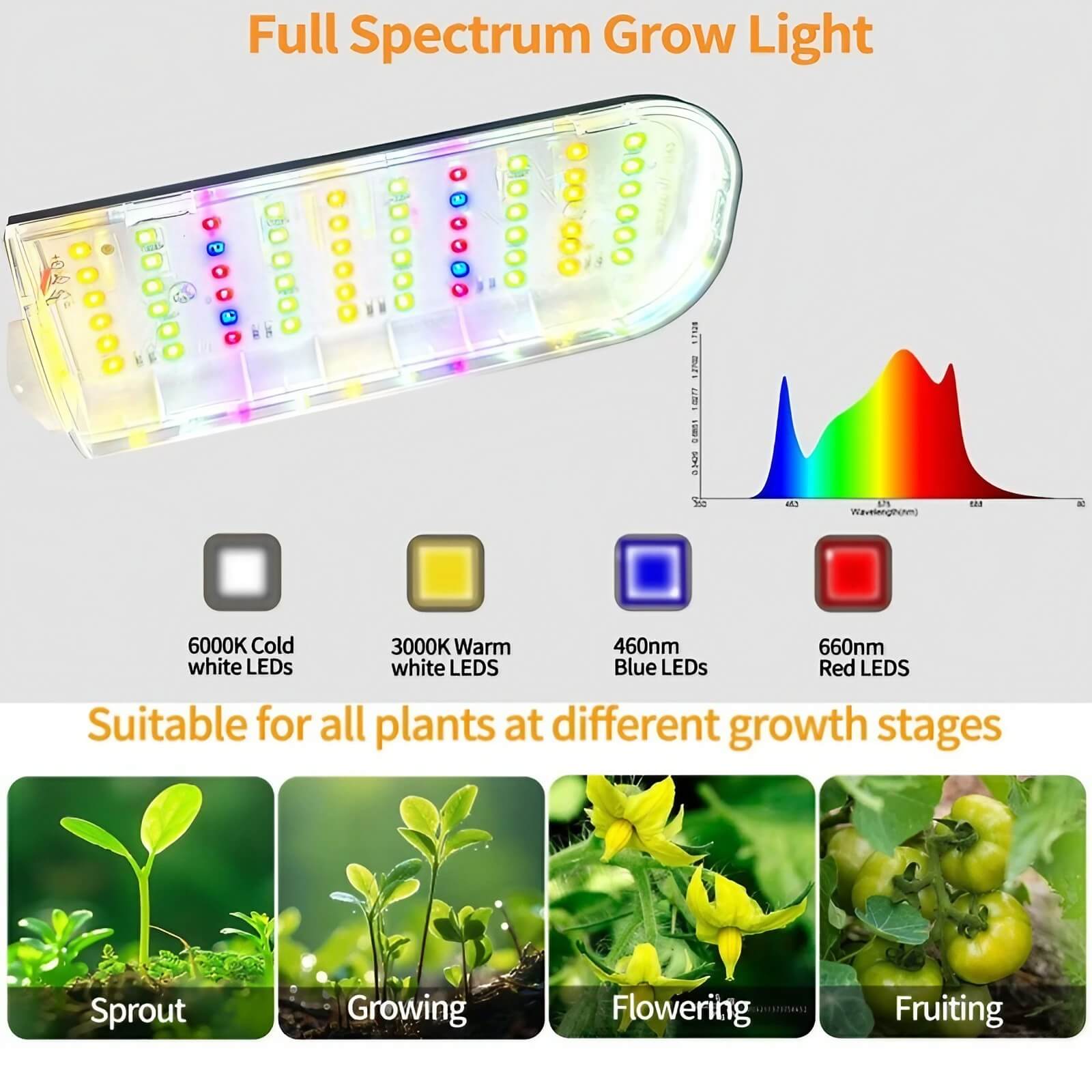 Full Spectrum 20W Growing Lamp Lights - 3/9/12 Hour Cycle Timer