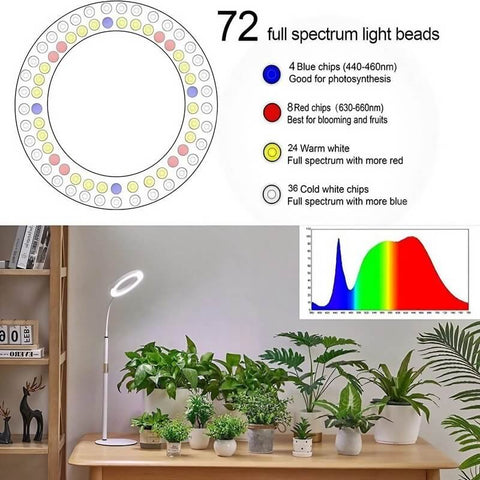 Tabletop Grow Light 12W - Full Spectrum with 3/9/12 Hour Timer