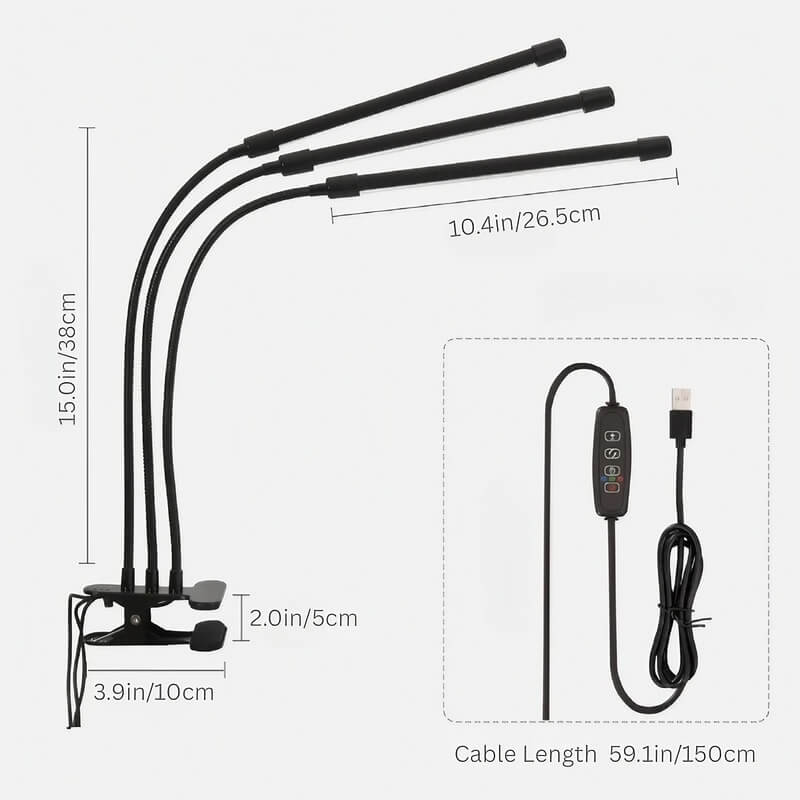 Tabletop Grow Light 5W - Full Spectrum - Adjustable 3/9/12 hr Timer