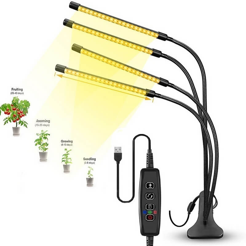 Tabletop Grow Light 5W - Full Spectrum - Adjustable 3/9/12 hr Timer