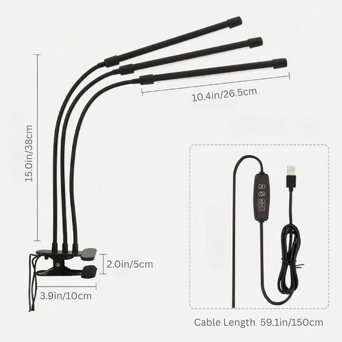 Tabletop Grow Light 5W - Full Spectrum - Adjustable 3/9/12 hr Timer
