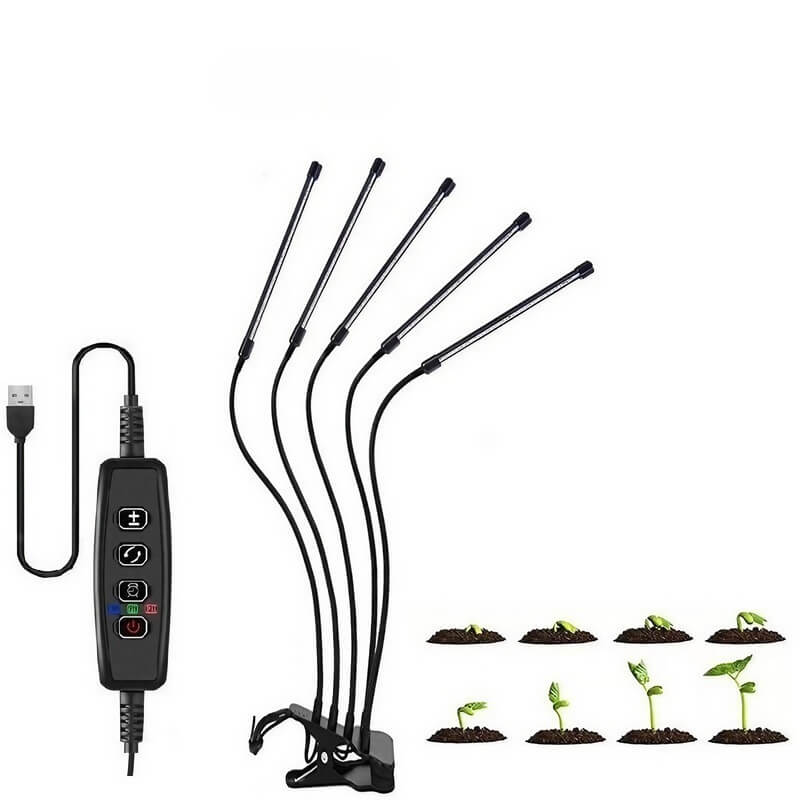 Tabletop Grow Light 5W - Full Spectrum - Adjustable 3/9/12 hr Timer