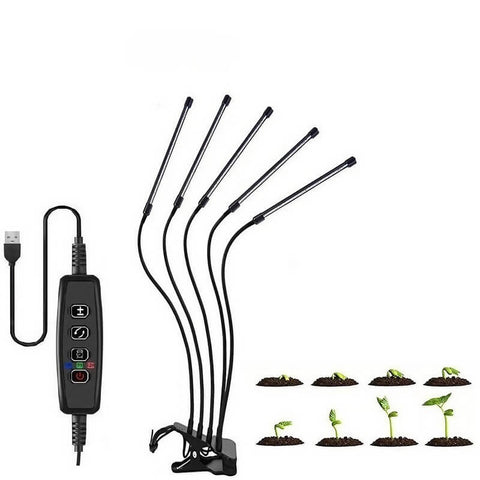 Tabletop Grow Light 5W - Full Spectrum - Adjustable 3/9/12 hr Timer
