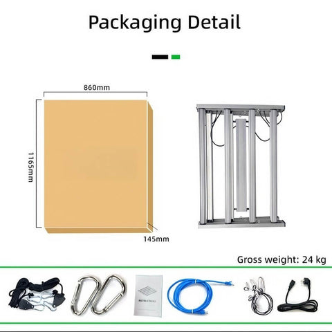 1500W+100W(UV) Tri-fold Dual Channels Dimming LED Foldable Grow Light 4*8(ft)